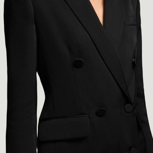 58 Double Breasted Blazer in Viscose Twill Black 6129