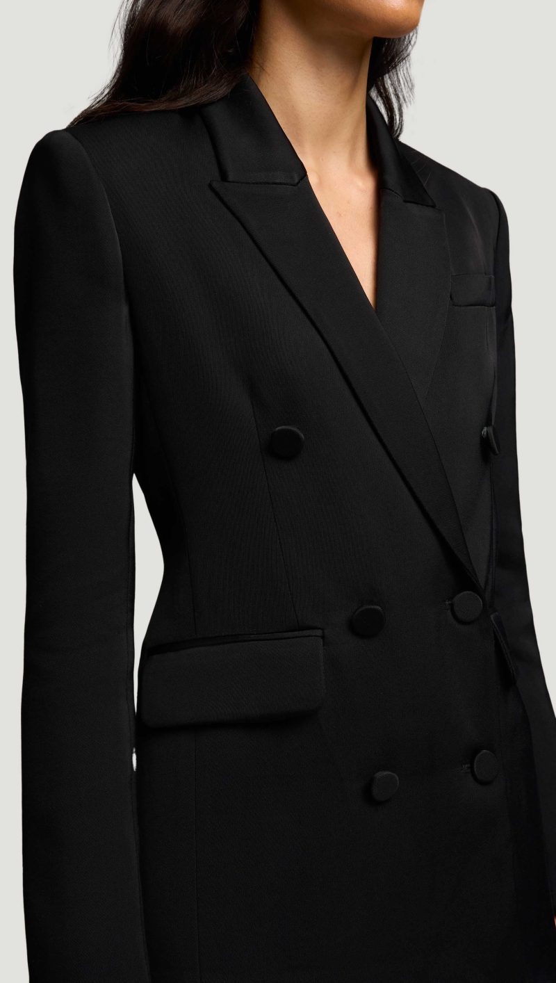 58 Double Breasted Blazer in Viscose Twill Black 6129