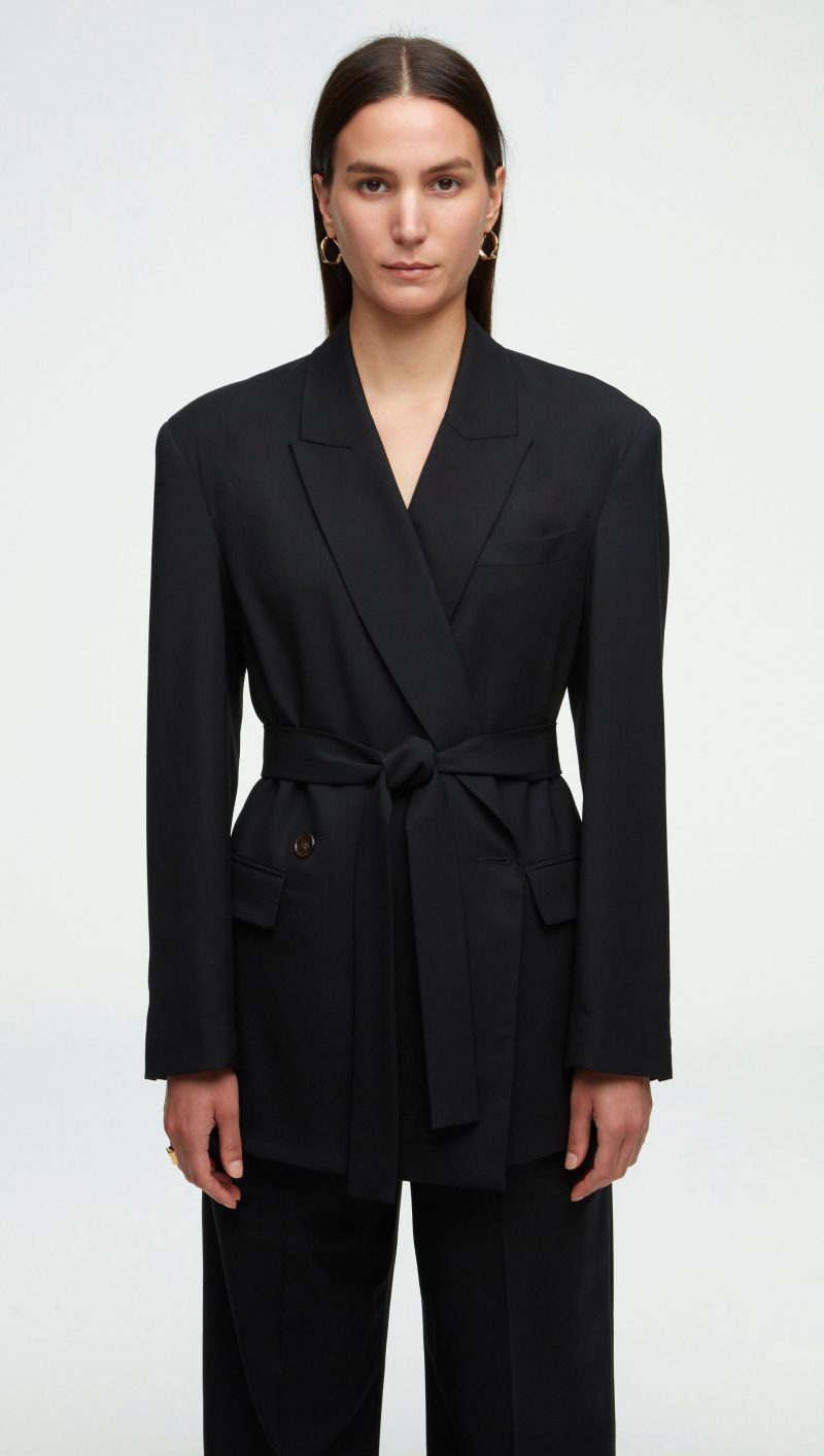 59 Belted Blazer Black 1716