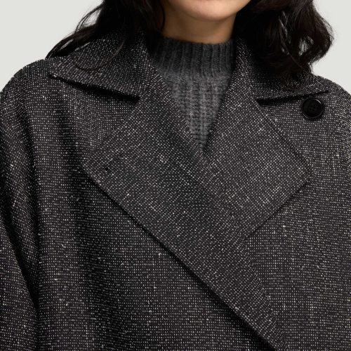 60 Double Breasted Coat in Tweed Black and White 3300