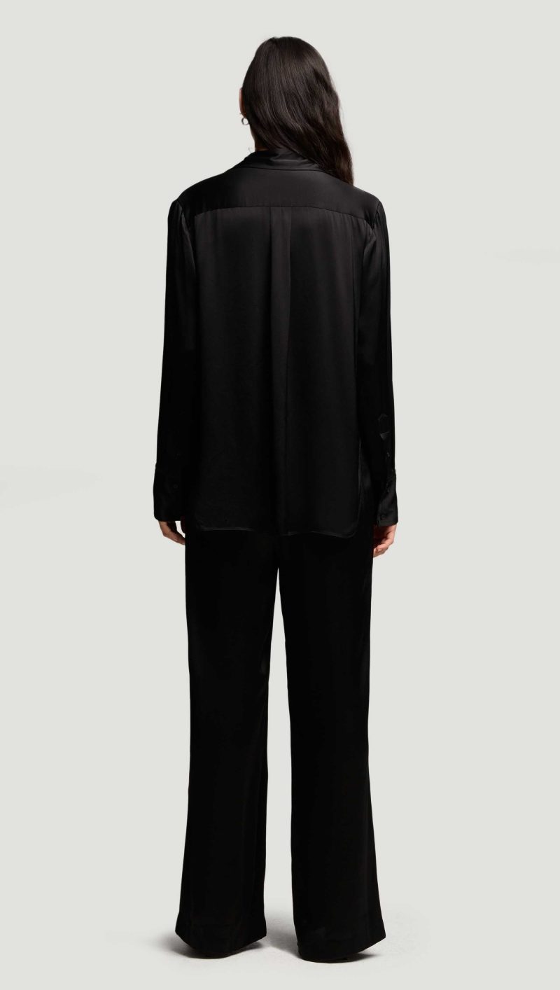 63 Pull Up Pant in Viscose Satin Black 5435