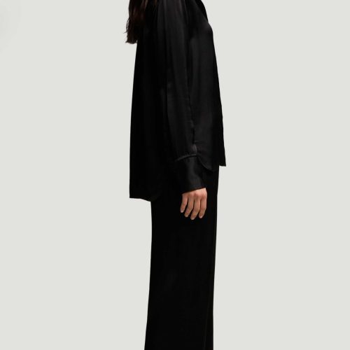 63 Pull Up Pant in Viscose Satin Black 5454