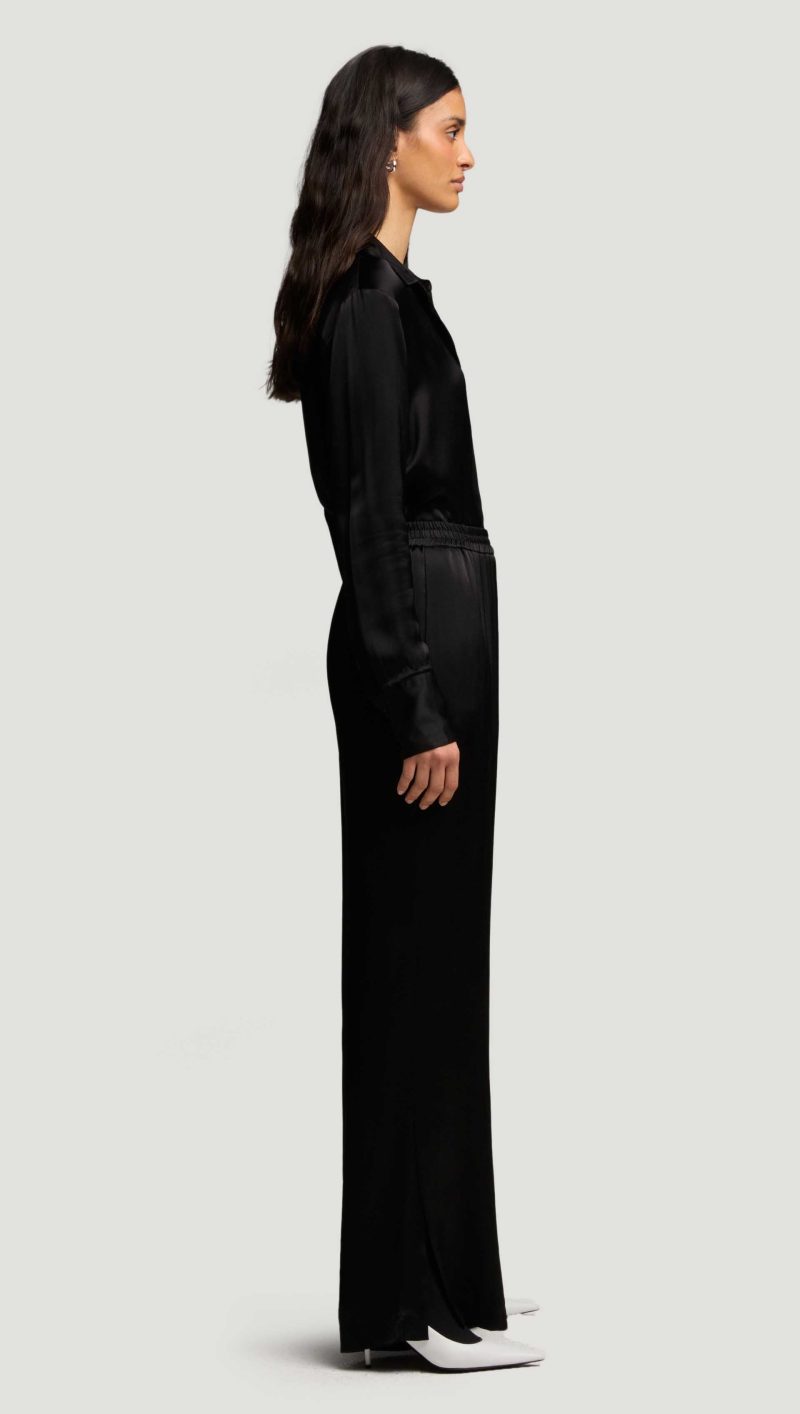 63 Pull Up Pant in Viscose Satin Black 5482