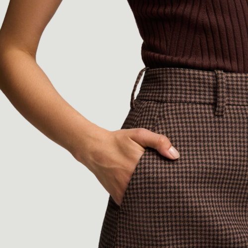 66 Mini Tailored Skirt in Brown Camel Houndstooth 7297