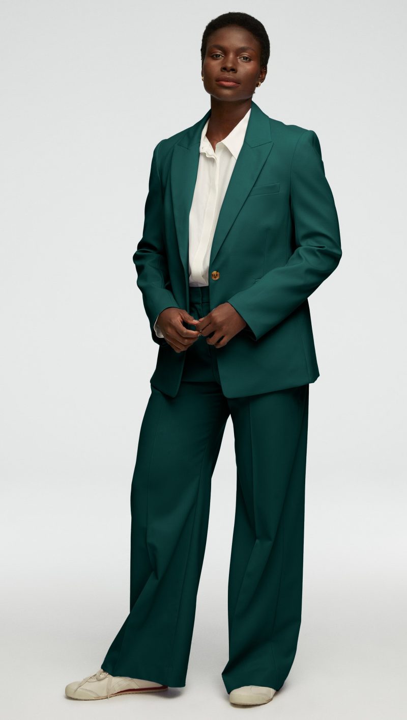 67 Single Button Blazer in Seasonless Wool Emerald 1513 1