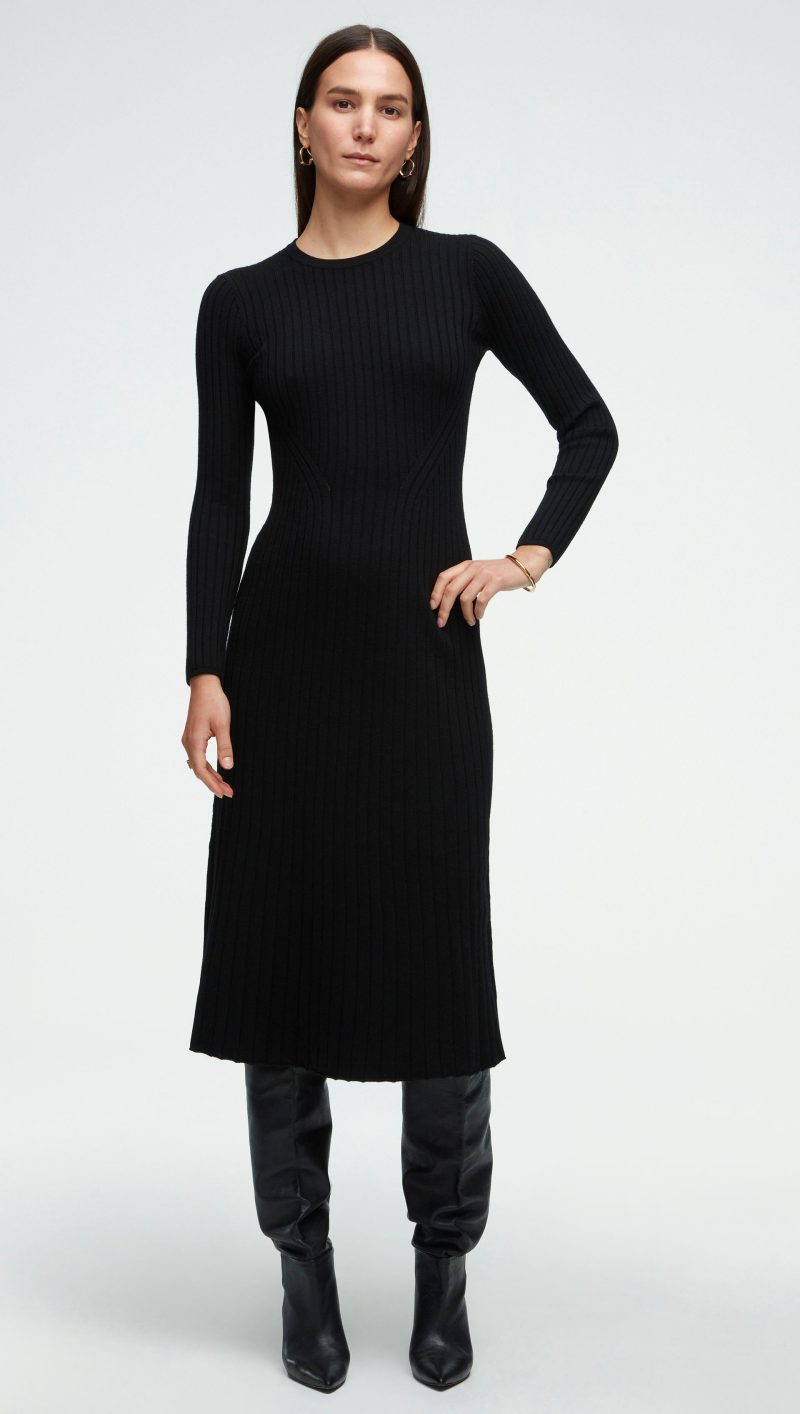 69 Ribbed Everyday Dress Black 0694