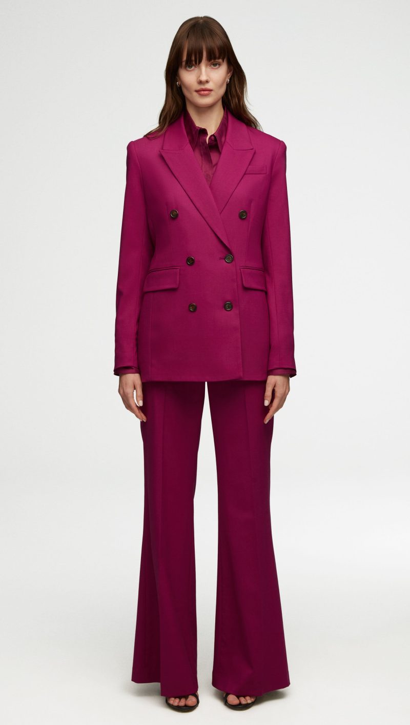 70 Double Breasted Blazer in Stretch Wool Magenta 2741