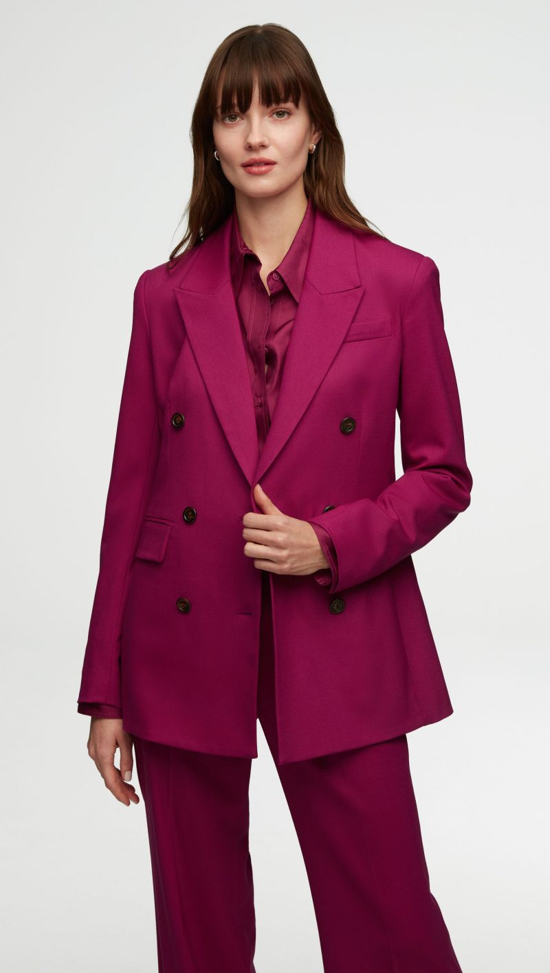 70 Double Breasted Blazer in Stretch Wool Magenta 2752