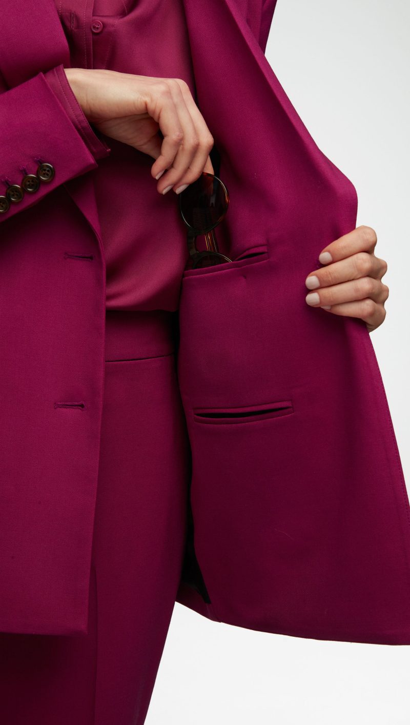 70 Double Breasted Blazer in Stretch Wool Magenta 2780