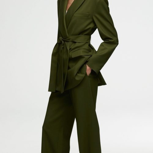 72 Belted Blazer in Seasonless Wool Olive 3108