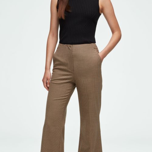 73 High Waisted Flare Brown Houndstooth 1234