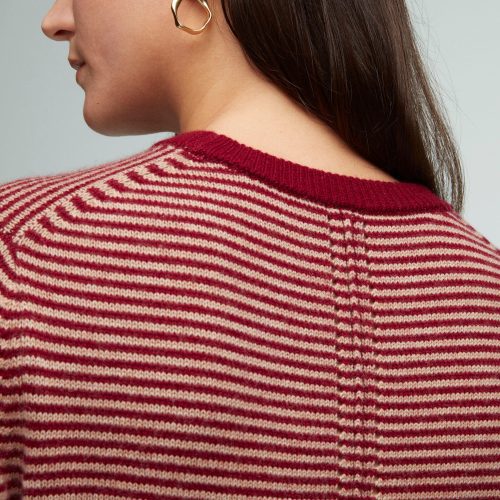 83 Striped Crewneck Camel Merlot 0416