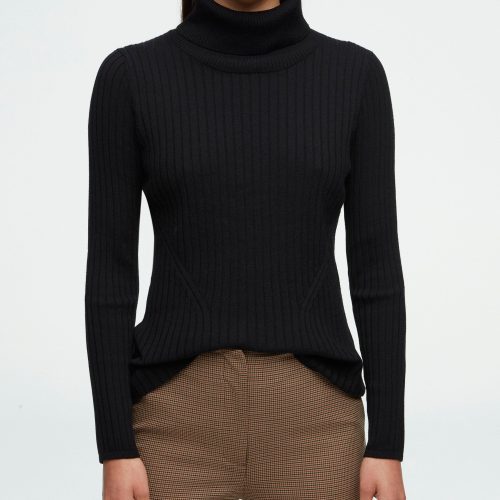 88 Ribbed Turtleneck Black 1174