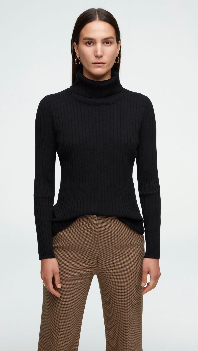 88 Ribbed Turtleneck Black 1174