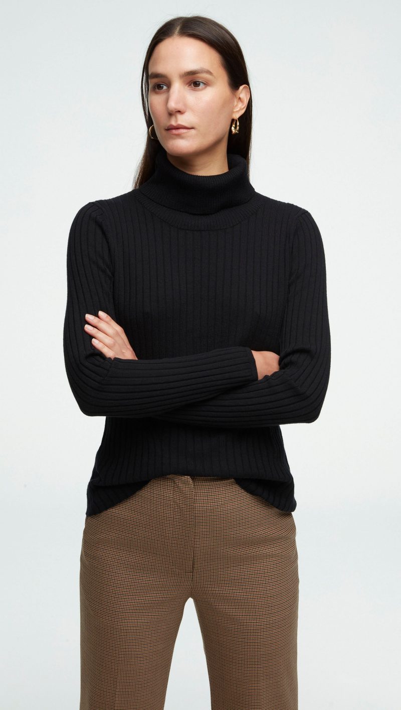 88 Ribbed Turtleneck Black 1179