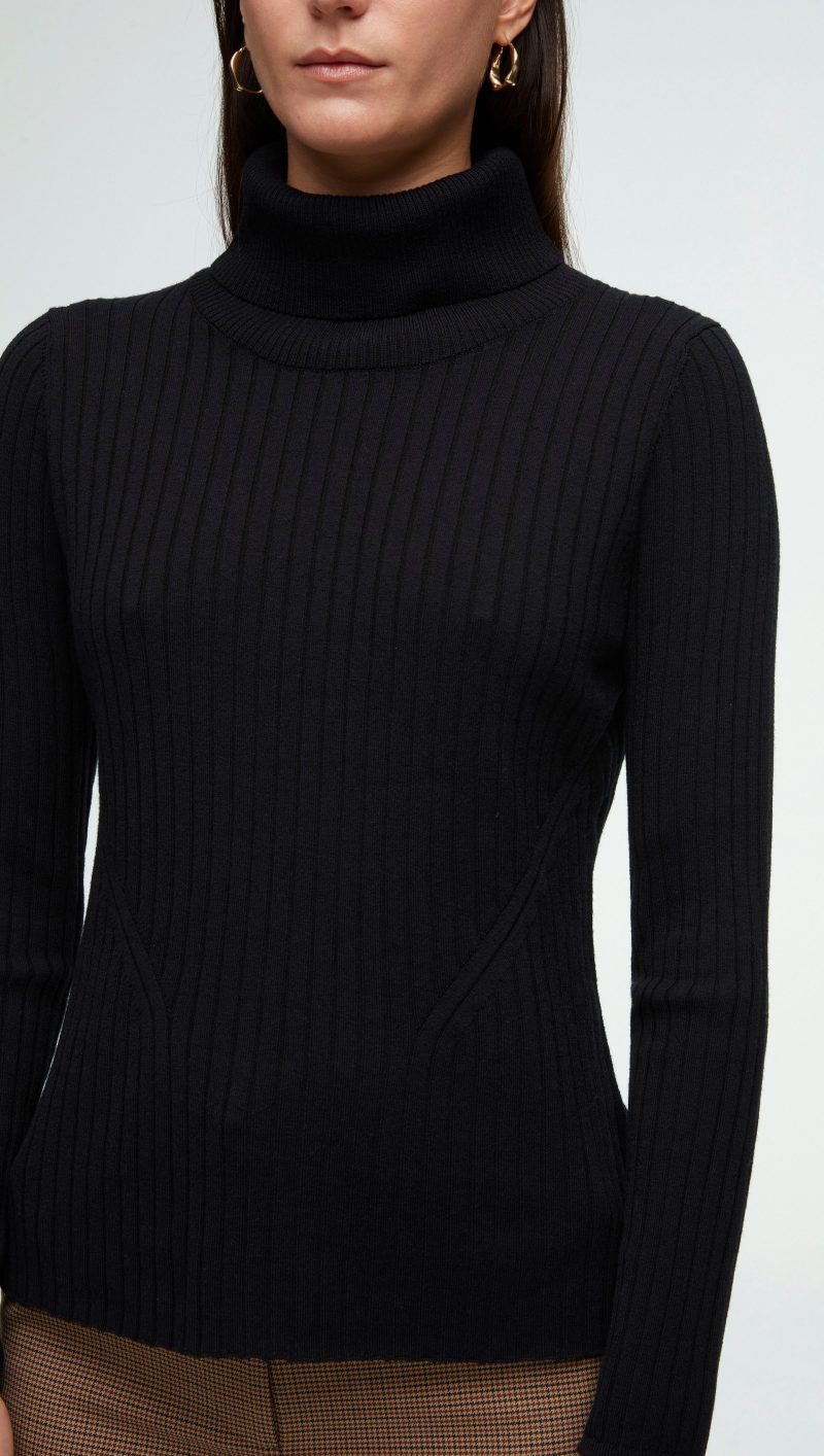 88 Ribbed Turtleneck Black 1181