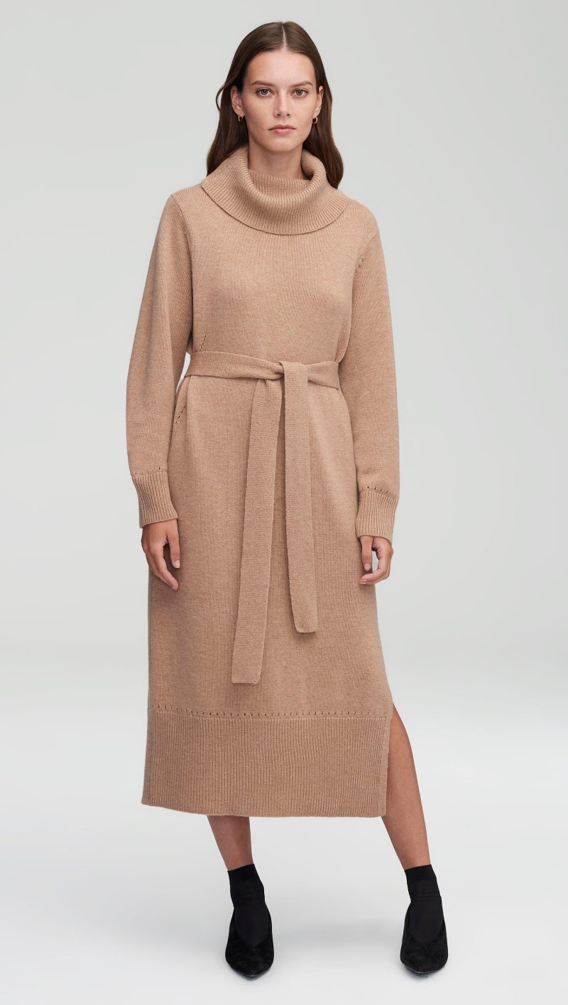 89 Turtleneck Dress Camel 3242