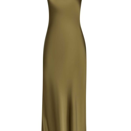 BiasDressinViscoseSatin Olive