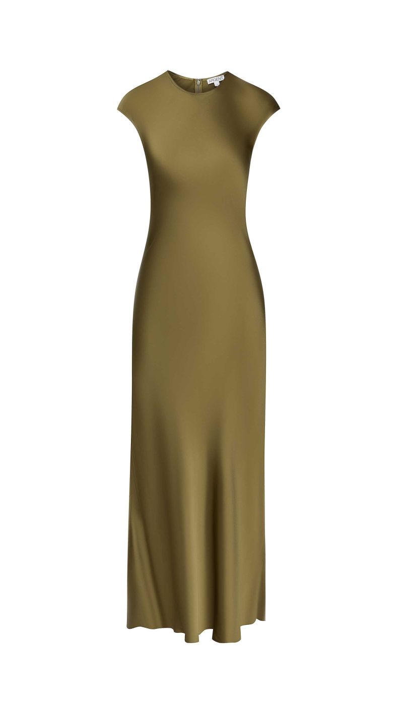 BiasDressinViscoseSatin Olive