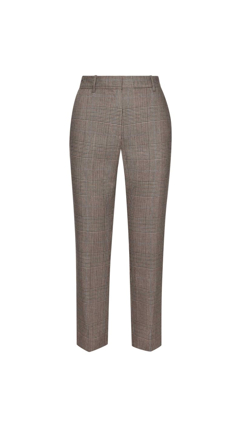 CroppedStraightLegTrouserinWool PlaidHoundstooth