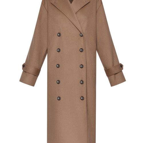 Double BreastedCoatinWool Cashmere Camel