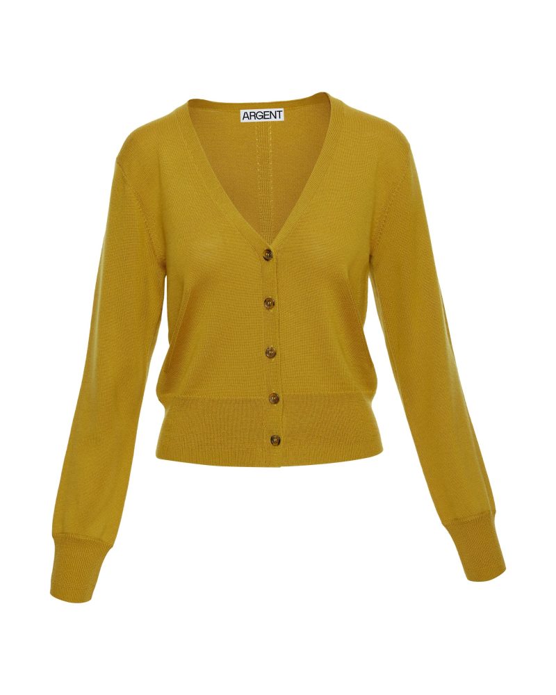 EverydayKnitCrewCardiganinMerinoWool Mustard 171 1