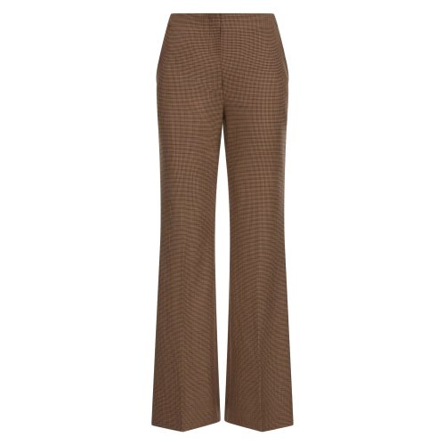 High WaistedFlareTrouserinStretchWool BrownHoundstooth 424 GHOST