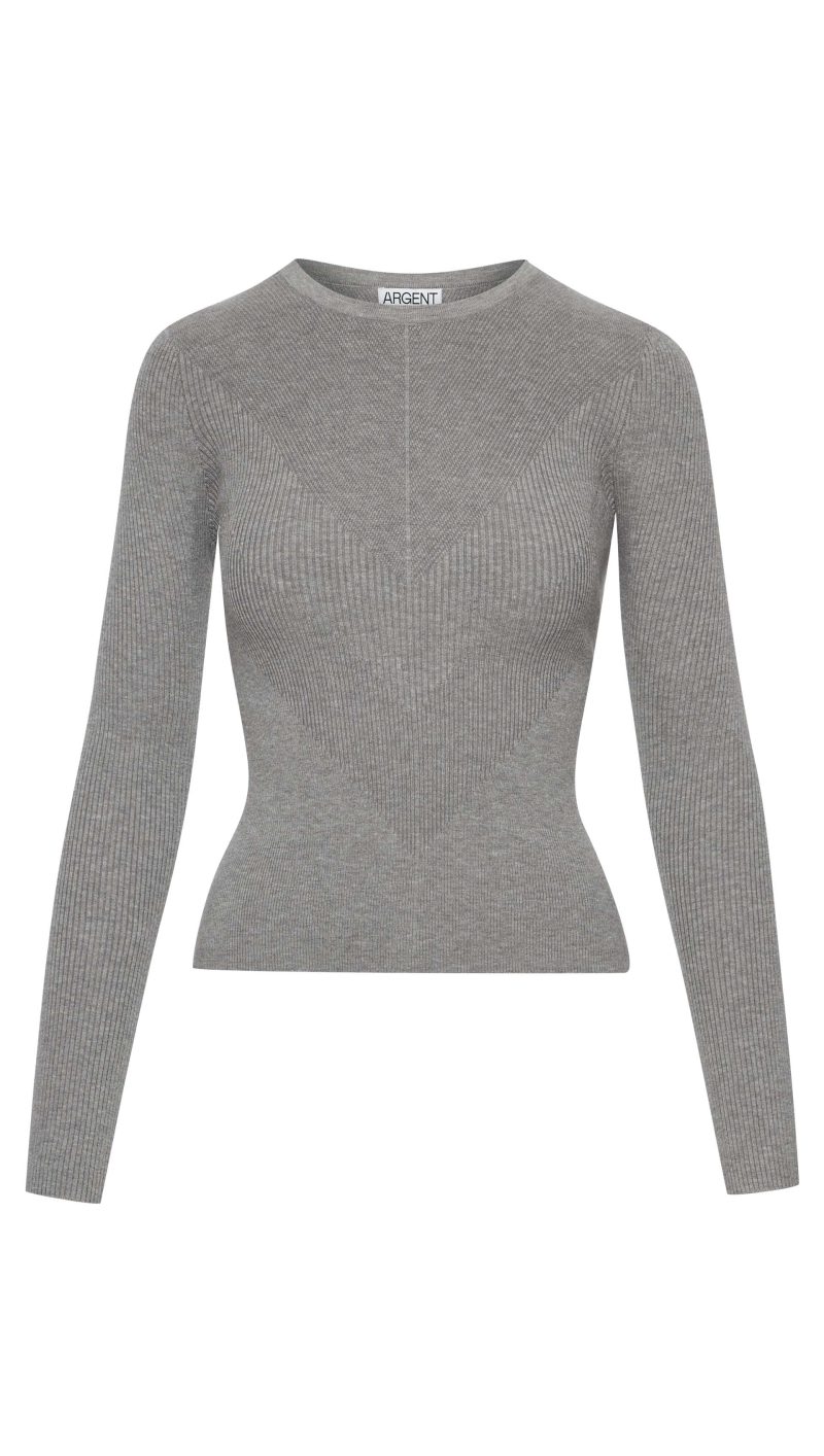 KnitLongsleeveCrewinStretchTencel LightGrey