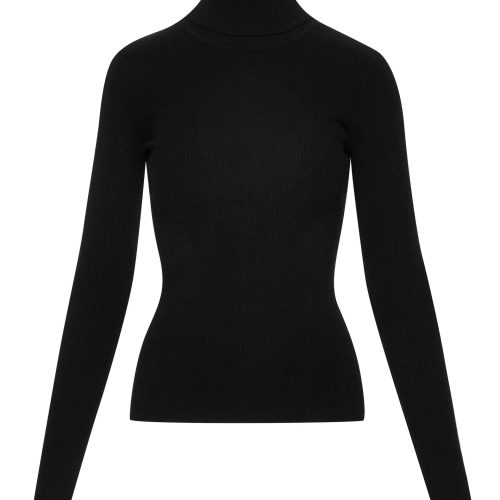 KnitTurtleneckinStretchWool Black