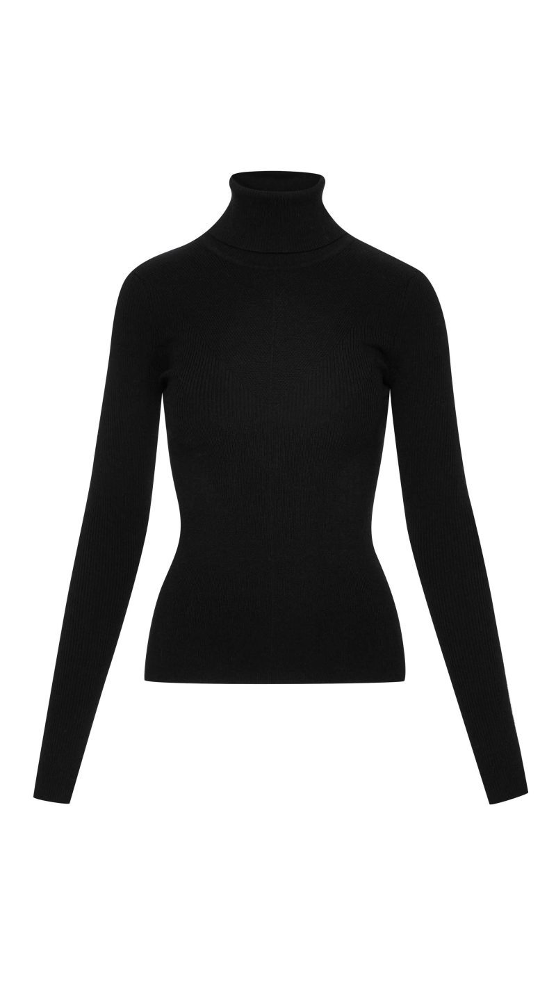 KnitTurtleneckinStretchWool Black