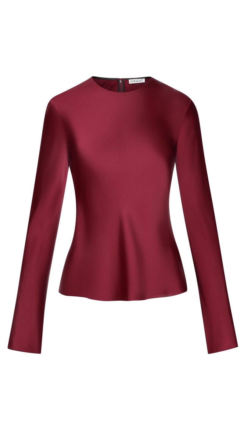 LongsleeveBiasTopinViscoseSatin Burgundy