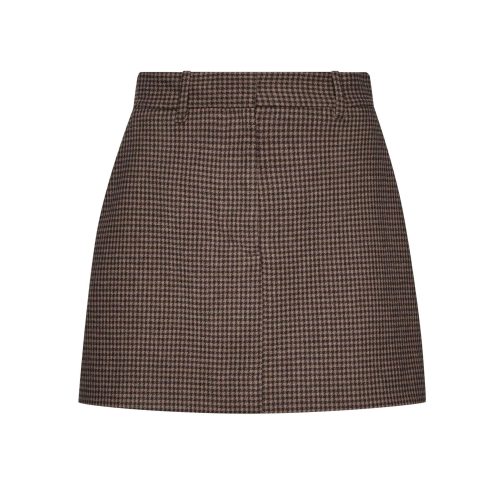 MiniTailoredSkirtinViscoseBlend Brown CamelHoundstooth 1