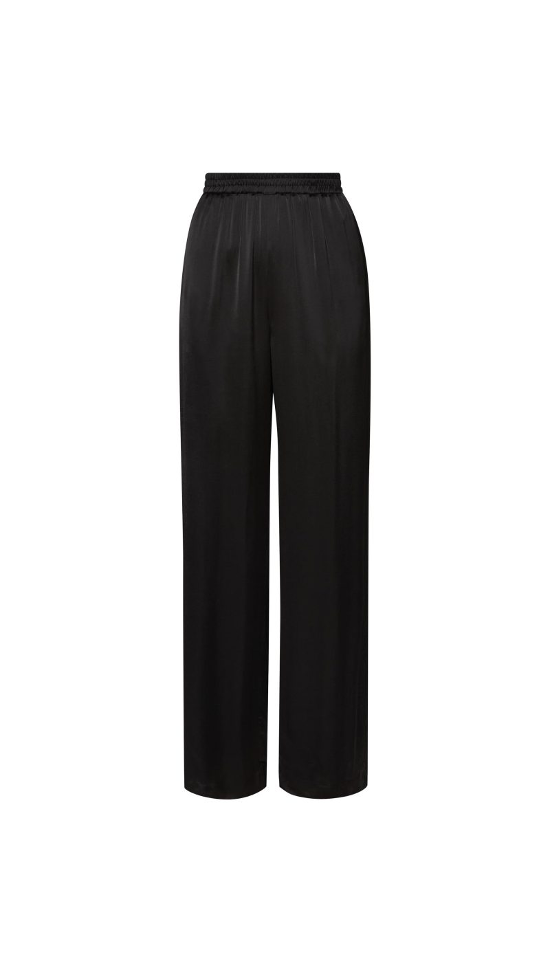 Pull Up Pant in Viscose Satin Black