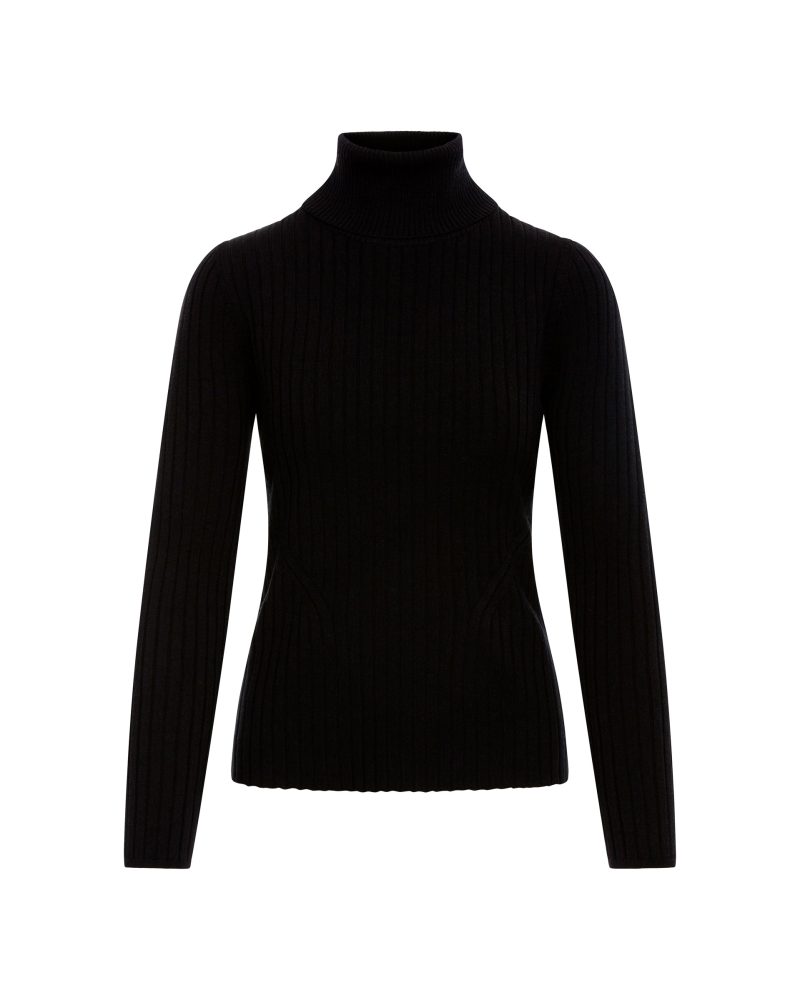 RibbedTurtleneckinMerinoWool Black 129 GHOST