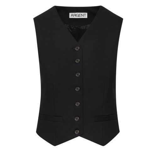 ShallowV NeckWaistcoatinSeasonlessWool Black