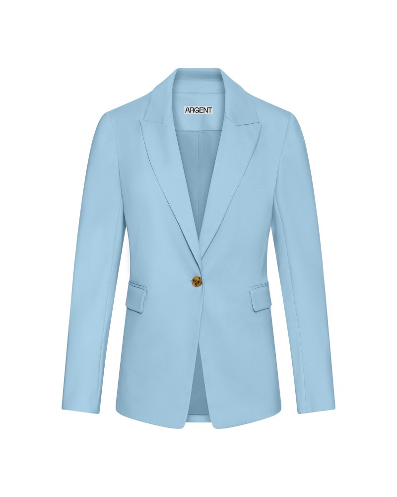 Single Button Blazer in Seasonless Wool Sky Ghost 093