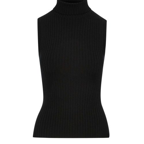 SleevelessTurtleneckinStretchWool Black