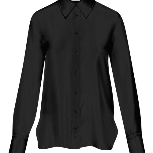 Slim Blouse in Silk Twill Satin Black