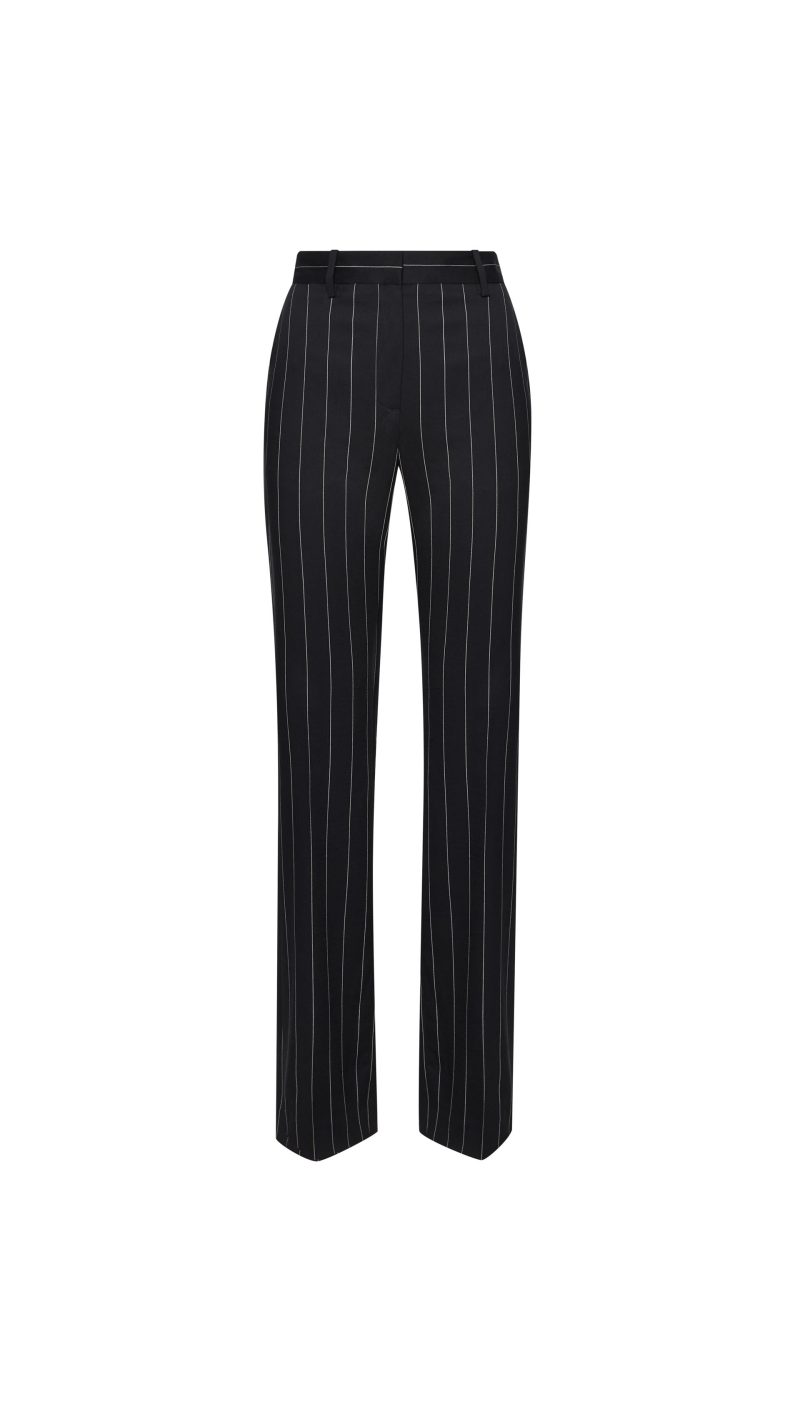 StraightLegTrouserinStretchWool NavyPinstripe