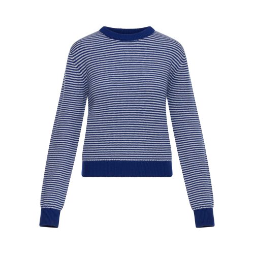 StripedCrewneckSweaterinWool CashmereIvoryCobalt 055 GHOST