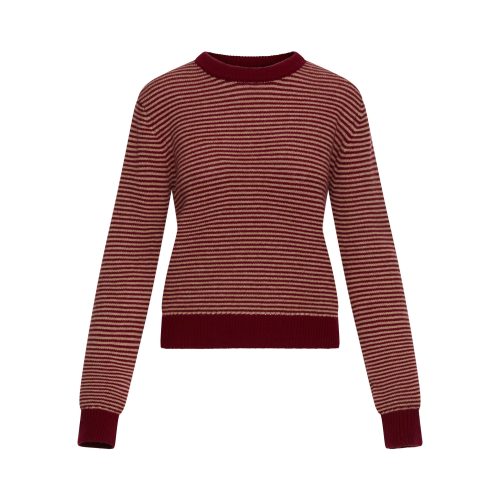 StripedCrewneckSweaterinWool Cashmere CamelMerlot 371 GHOST