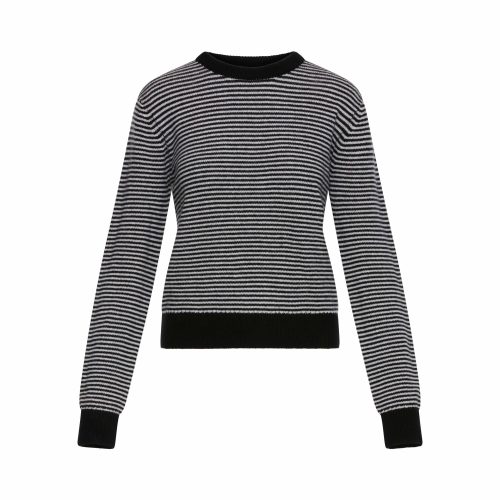 StripedCrewneckSweaterinWool Cashmere IvoryBlack 280 GHOST