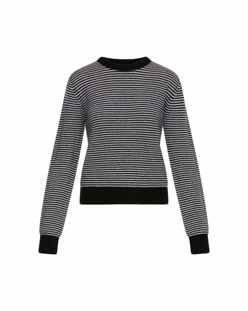 StripedCrewneckSweaterinWool Cashmere IvoryBlack 280 GHOST