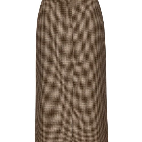 TailoredSkirtinWool BrownHoundstooth