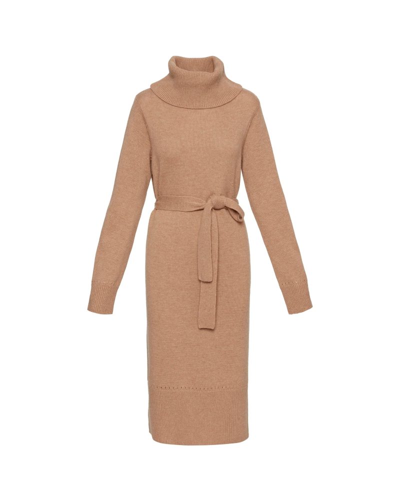 TurtleneckDressinWoolCashmere Camel 344