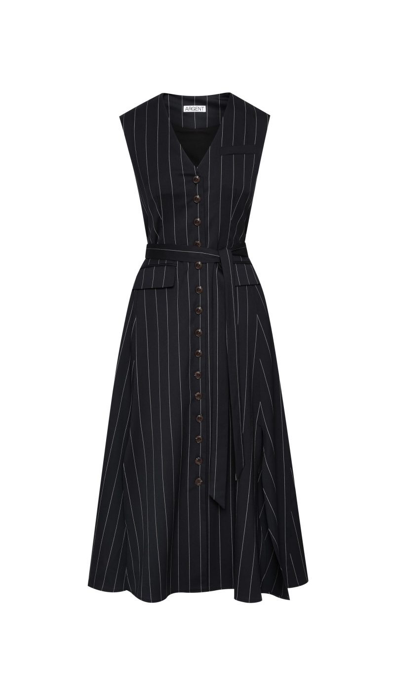 VestDressinStretchWool NavyPinstripe