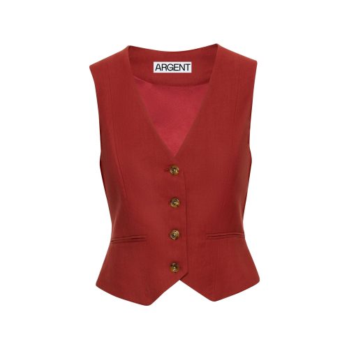 WaistcoatinViscoseLinenTwill Chili 3789 1