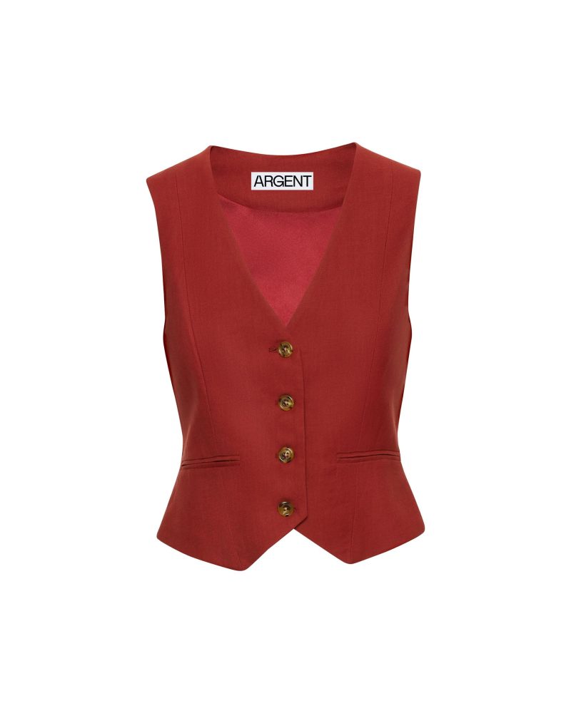 WaistcoatinViscoseLinenTwill Chili 3789 1