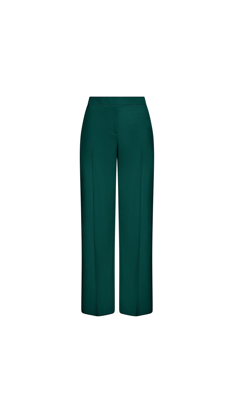 Wide Leg Trouser in Seasonless Wool Sky Emerald 123